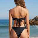 RELLECIGA Women's Bandeau Bikini Set Fringe Low Waisted Swimsuit Brazilian Two Piece Bathing Suit (S)