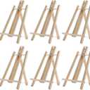 6pcs Wood Easels, 8.9x15.7in Adjustable Painting Tripod Stand Foldable A-Shaped Frame Wood Display Canvases Easels Set Table Top Easels for Painting Picture