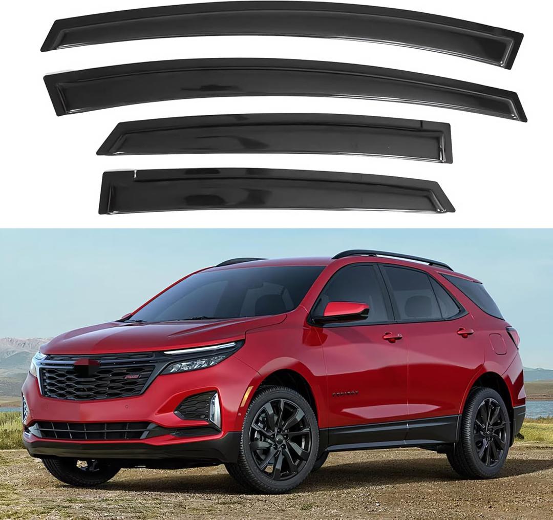 IG Window Visors Fit for 2018-2024 Chevrolet/Chevy Equinox, Out-Channel Rain Guards Vent Wind Deflectors 4PC, Car Accessories for 18-24 Equinox