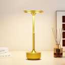 Cordless Table Lamp Rechargeable, 5200mAh Battery Operated Table Light, 3 Color Stepless Dimming Portable Outdoor Touch Lamps for Patio Dining Office Bar Restaurant Hotel (Gold)