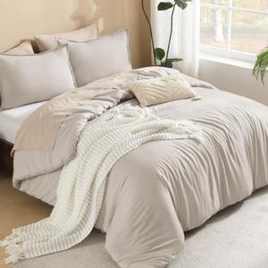 Litanika Oversized King Comforter 120x98, 3 Pieces Linen Lightweight Solid Bedding Comforter Set, All Season Fluffy Bed Set (1 Comforter & 2 Pillowcases) (Oversized King (120"x98"), 08 - Linen)