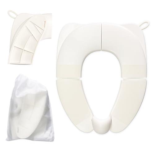 DEEZOMO Kids Foldable Toilet Seat with Storage Bag - Training Urine Anti-Slip Toilet Seat Cover with Splash Guard for Children Toddlers, Portable & Travel-Friendly Easy Clean Universal 