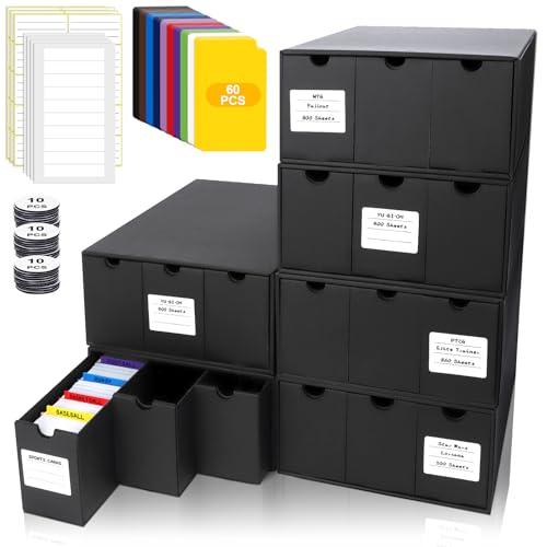 QLOUNI Trading Card Storage Box, Includes 18-600 CT Boxes & 60 Card Dividers, Trading Card Organizer for Collectible Card Games, for TCG, YGO, MTG, PTCG, Baseball Cards, with Labels & Tapes