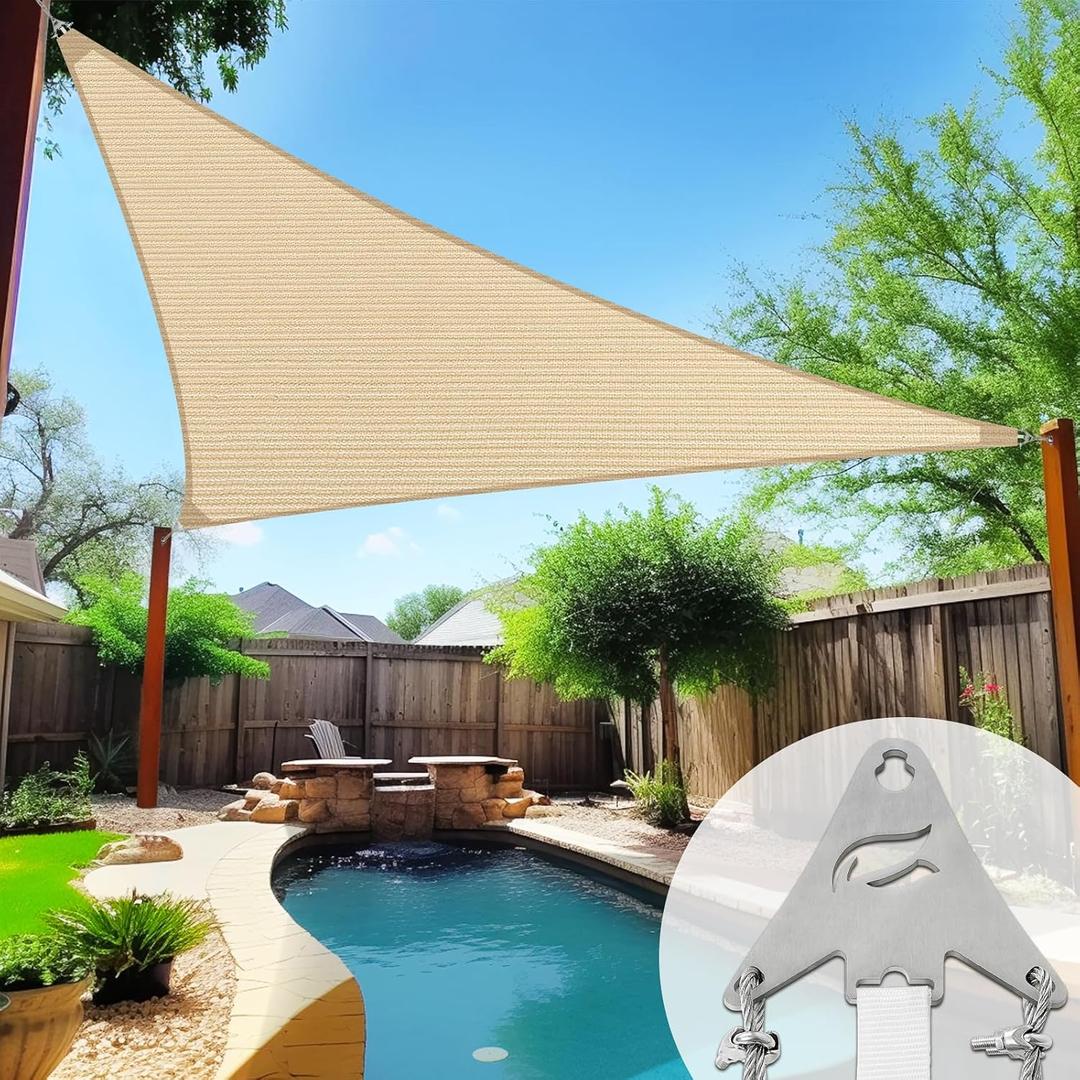 KANAGAWA Super Ring 20'x16' Beige  Sun Shade Sail, Commercial Grade UPF50 Canopy, 280 GSM Heavy Duty Fabric, 98% UV Blockage, Reinforced Corners & Edges Design