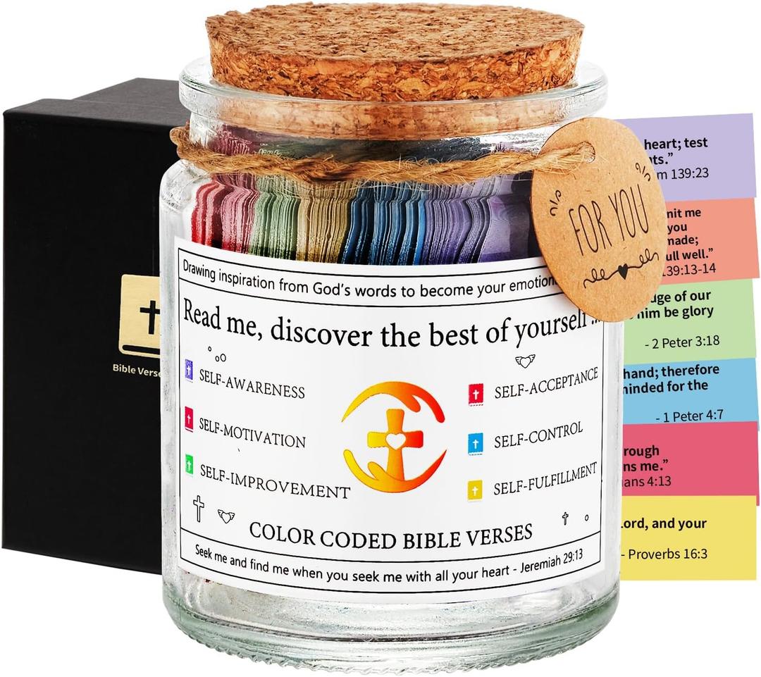 Prayer Cards Bible Verse Jar,Spiritual Christian Baptism Confirmation Self Care Gifts for Personal Growth,Hope Holy Prayer Jar Scripture Cards,Birthday Gift For Women Men Wife Mom Friends Daughter