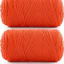 2 Pack Soft T-Shirt Yarn for Crochet, T Shirt Yarns for Crocheting Crafts, Bags, Basket, Coaster, Tshirt Yarns - 800 G/260 Yds with 1 Crochet Hook (2, Orange)