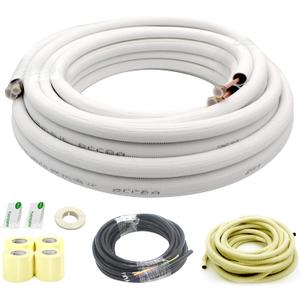 33 Ft Mini Split Line Set,Air Conditioning Copper Tubing Pipe Extension,1/4" & 1/2" 3/8" PE Thickened for AC and Heating Equipment Insulated with Nuts. (1/4+1/2)