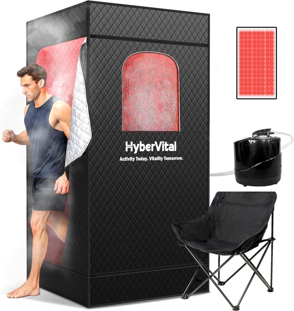 Infrared Sauna Box Ultra Detox, Newly Upgraded Portable Home Sauna with 3.2L 1300W Steamer, Heats Up to 130, Spacious Tent & Ergonomic Chair for Personal Detox Spa (Large)