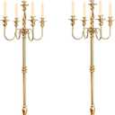Floor Candelabra Tall 5 Arms Candle Holders for Wedding Centerpiece, 48" Gold Metal Candlestick for Taper Candle and Floral Centerpiece Stand Wedding Event Aisle Party (Pack of 4)