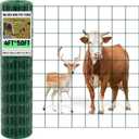 Gisafai 16 Gauge Galvanized Welded Wire Fence 4 ft x 50 ft PVC Coated Hardware Cloth, 2.36" x 2.36" Mesh, Heavy Duty Garden Fencing Roll for Chicken, Dog Yard, Deer Cattle & Animal Protection(Green)