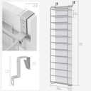 Whitmor 36 Pair Over The Door Shoe Organizer, 12 Tier Hanging Shoe Organizer, Heavy Duty Metal & Mesh Shoe Holder, Hanging Shoe Rack for Closet Organizer & Storage, 74"L x 21.7"W x 7.5"H, Grey
