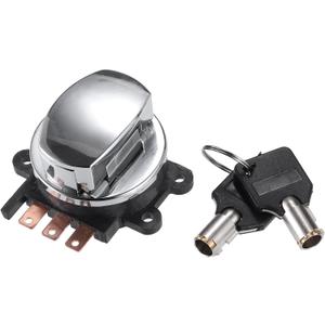 Uxcell 1 Set Ignition Switch with Cover 2 Round Keys for Harley Softail Road King FLHR Motorcycle Ignition Switch Lock Key