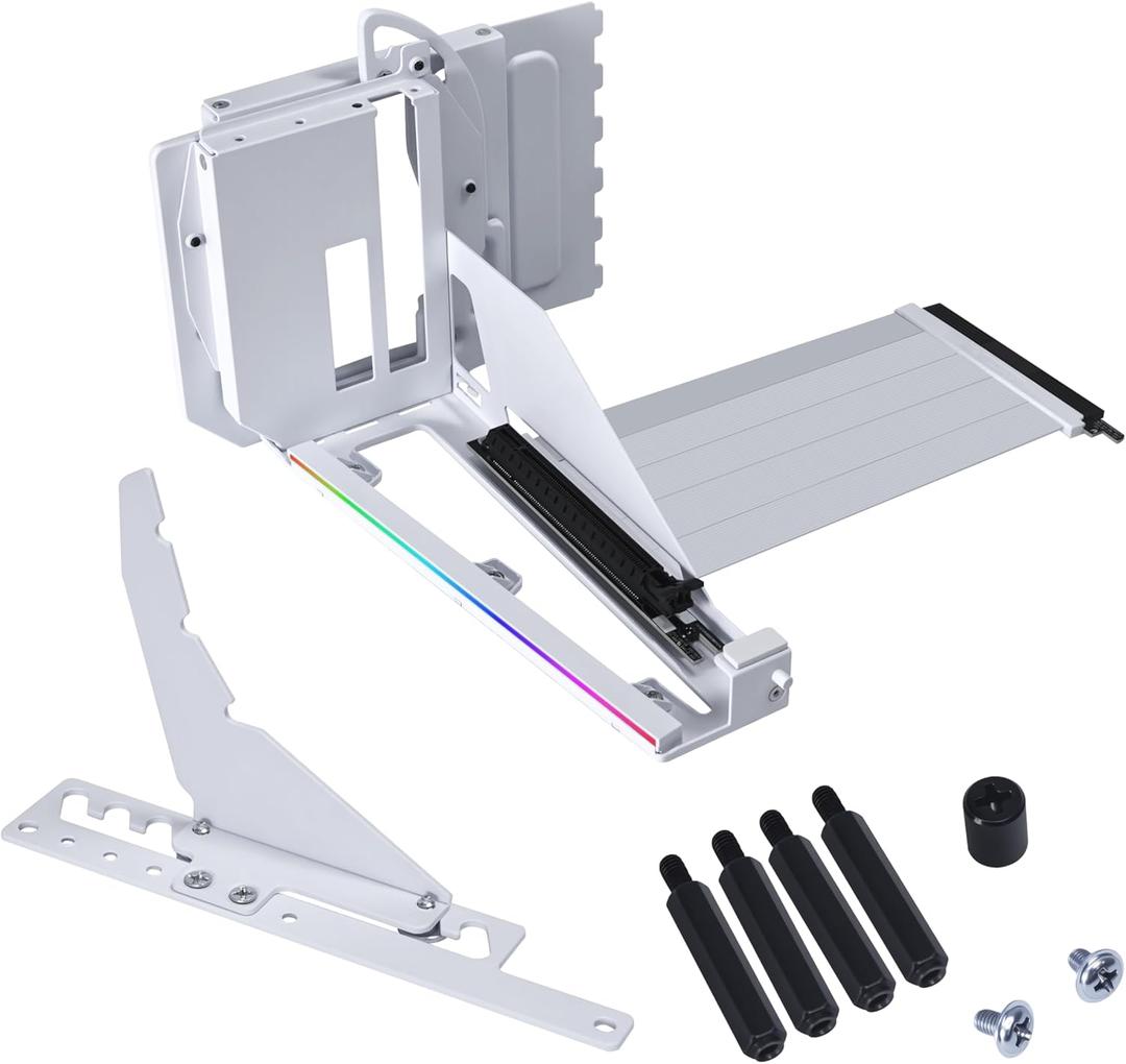 Lian Li ATX PC Case Multi-Directional 4 Slots Vertical GPU Kit V3 - Premium Gen 5 Riser Cable PCI-E 5.0 x16-155mm, PCIe 3.0/4.0 Compatible, Adjustable Position - (VG4v3 White)