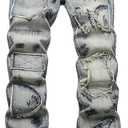 Men's Classic Flared Jeans Slim Fit Bell Bottom Demin Jeans Ripped Patched Denim Pants, 5713 Vintage (Blue, Size 32)
