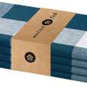 Native Fab Buffalo Check Cloth Napkins, Set of 4, 16"x16", Plaid Checked Pattern, 100% Cotton, Soft, Absorbent, Reusable Table Napkins for Dinner, Wedding, Lunch, Cocktail, Everyday Use - Teal Green
