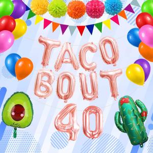 Mexican Fiesta 40th Birthday Decorations 40th Fiesta Birthday Decorations 40 Years Old Cinco De Mayo Taco Bout 40 Balloons Banner Mexican Theme Forty Birthday Party Decorations For Women Supplies