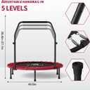 CLORIS 40in Folding Trampoline Trampoline Rebounder Trampoline Fitness Trampoline with Adjustable Foam Handle, with safty Padded Cover Best Gift.