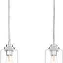 Pendant Light Fixtures, Pendant Lighting for Kitchen Island, Brushed Nickel Clear Glass, Farmhouse Island Lights for Kitchen Dining Room Bedroom, 2 Pack
