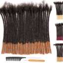 DAIXI 0.6cm Thickness 8 Inch 30 Strands #T1B/30 Brown Tips Ombre Color 100% Real Human Hair Dreadlock Extensions for Man/Women Full Head Handmade Permanent loc Extensions Bundles Can Be Dyed Bleached