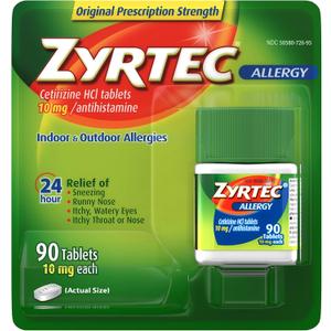 Zyrtec 24 Hour Allergy Relief Tablets - 10mg, 90 ct
