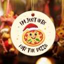 5 x Pizza Ornaments for Christmas Tree 2025, Double Sided Ceramic Food Ornaments for Christmas Tree Decorations, Food Lovers Gifts for Women Men Friends Coworker, for Pizza Lovers