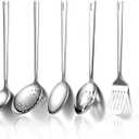 Evanda Kitchen Utensils Set 6pcs, Stainless Steel Cooking Utensils Set, Heavy Duty Kitchen Tools Spatulas Set, Home Essentials Kitchen Gadgets Accessories (1.Silver)