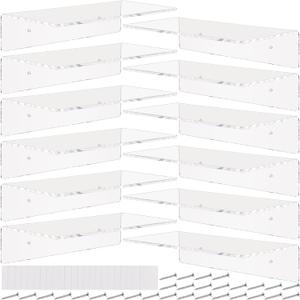 12 Pack Acrylic Floating Shelves 12 Inch Clear Acrylic Shelf Wall Display 4 mm Thick Invisible Book Shelves for Bedroom, Living Room, Bathroom, Office