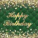 Renaiss 5x3ft Happy Birthday Backdrop Banner for Photoshoot Portrait Gold Diamonds Green Photography Background for Men Women 30th 40th 50th 60th 70th 80th Bday Party Decor Glitter Photo Booth Prop