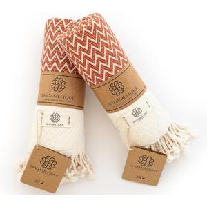 Madamelique Exclusive Hand Towels Set of 2-18 x 40 Inches - Decorative Bathroom Peshtemal Towel for Hand, Face, Hair, Yoga, Tea, Dishcloth, Kitchen and Bath - 100% Pure Cotton (Terracotta)