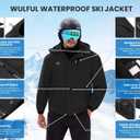 WULFUL Men's Winter Coats Waterproof Ski Jacket Warm Windproof Winter Windbreaker Jackets for Men with Hood (Black)
