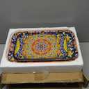 Vancasso Serving Platters Set of 3, 16"/14"/12" Inch Rectangular Trays - Serving Platter Extra Large, Ceramic Bohemian Serving Dish for Entertaining Food, Microwave & Dishwasher Safe, Colorful