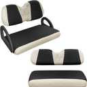 Golf Cart Seat Covers Kit,Front and Rear Seat Covers for Club Car Precedent Tempo and Yamaha G29 Seat Covers Ordinary Seat,No Stapler Required, Sandwich MaterialBlack&Beige