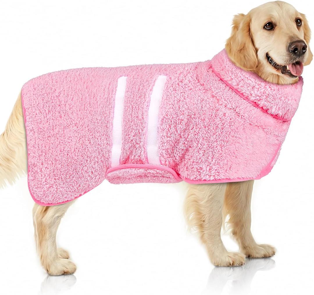 Dog Bathrobe Super Absorbent Dog Towels Large Quick Drying Robes for After Bath Soft Adjustable Warm Keeping Dogs Towel(XL)