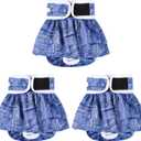 wegreeco Dog Diapers Female (3 Pack), Highly Absorbent Puppy Doggie Dog Diapers for Female Dogs Period, Washable Doggy in Heat,(Classic Jeans, Medium)