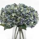 Kimura's Cabin 6pcs Artificial Silk Hydrangea Flowers Vintage Fake Bouquets Faux Hydrangeas Flower with Stems for Wedding Party Autumn Farmhouse Home Table Core Decoration (Deep Lake Blue)