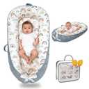 Infant Support Cushion-Breathable and Soft Organic 100% Cotton, Portable Tummy Time Mat with Removable Support Cushion Cover, Floor Baby Support Cushion for Newborn - Rainbow
