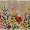 Artoid Mode Wood Flowers Butterfly Spring Doormat, Home Summer Decor Low-Profile Switch Rug Door Mat Floor Mat for Indoor Outdoor 17x47 Inch