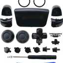 Chrome ABXY Dpad Triggers Buttons Replacement Button Mod Kit +Accent Rings with Tool for Sony PS5 Controller (Chrome Black)