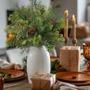 Artificial Christmas Norfolk Pine Branches Christmas Artificial Pine Branches with Red Berry Stems Pinecone Garland Stems Decor Faux Cedar Picks Real Touch Evergreen Realistic Plant Leaves16.5"(6PCS)