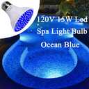 120V LED Blue SPA Light Bulb, 12W Super Bright Led Pool Bulb Replace 100W-300W Bulb Fits Pentair Hayward Light Fixtures E26 PAR20,15W 1500 Lumen Ocen Blue LED SPA Light
