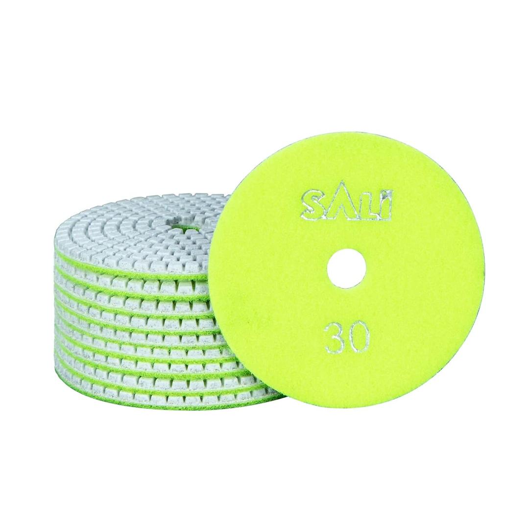 Sali 10 Pack Diamond Polishing Pads 4 Inch Wet Granite Stone Polish Pad Kit for Drill, Grinder, Polisher Polishing Pad for Concrete Marble Stone Countertop Quartz 30 Grit