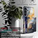 Compatible with Samsung Galaxy S24 Plus & S25 Plus Case Cute with Card Holder/Slim Slot Wallet Phone Case for S24+ & S25+ / Grey Yellow Marble Natural Stone Swirls Painting