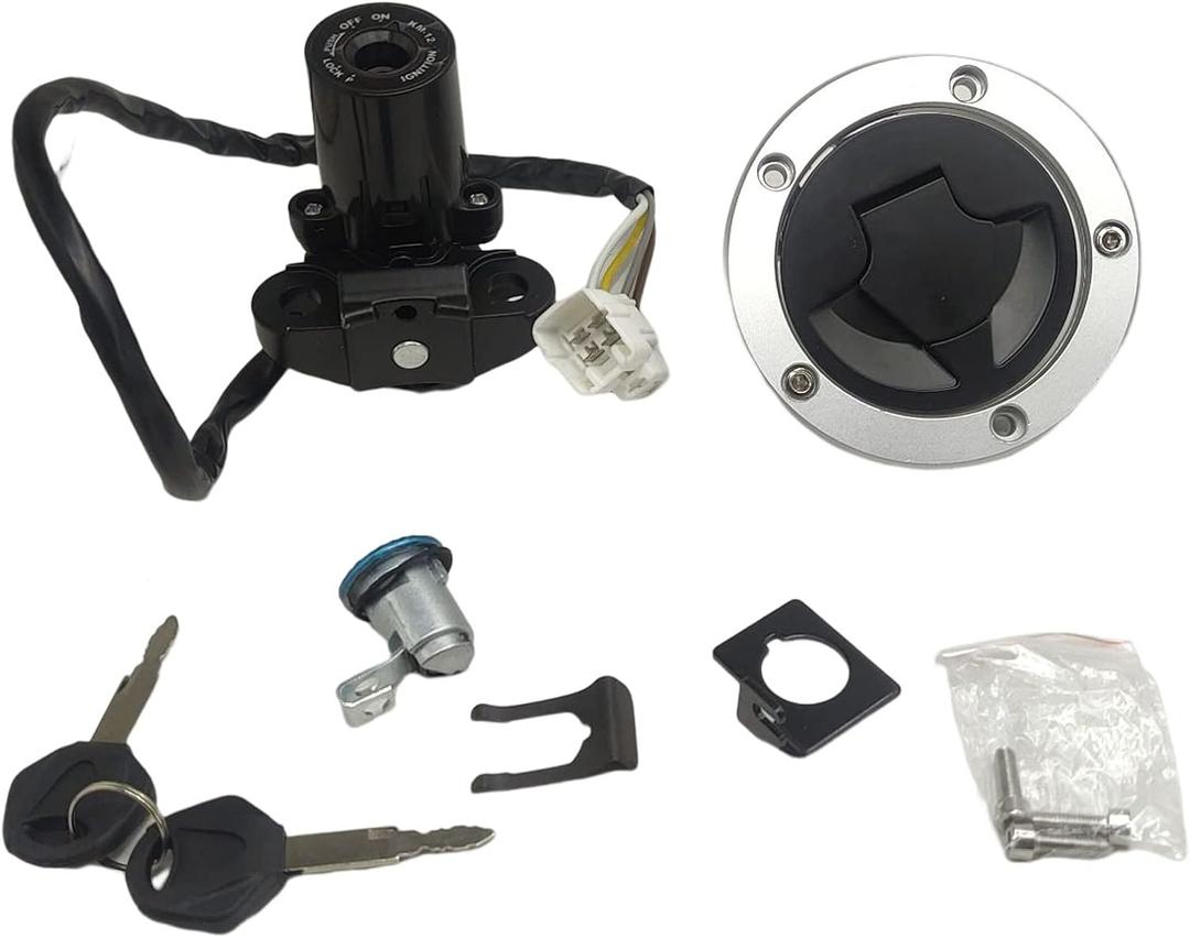 RAYANA Ignition Switch+Gas Fuel Tank Cap Cover+Seat Lock+Keys Compatible For Kawasaki Z1000 2010-2016 Ignition Switch Fuel Gas Cap Cover Seat Lock Key Set