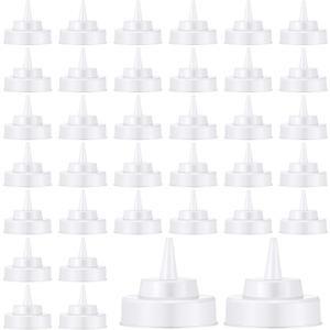 Tioncy 36 Pcs Condiment Squeeze Bottle Replacement Cap Plastic Wide Mouth Squeeze Lids for 63mm Emptying Bottle 2.76inch Natural Cone Tip Dispensing Caps for Kitchen Dining Room Dispenses Sauce