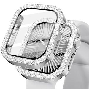 KADES Bling Case for Apple Watch 40mm with Built-in Screen Protector, Sparkling Rhinestone Protective Cover Compatible with Apple Watch Series SE3 SE2 6 5 4 SE (40mm, Silver)