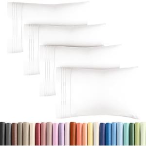 King Pillow Cases Set of 4 - Ultra Soft Hotel Quality Pillowcase Covers - Comfy, Cozy & Wrinkle Free - Shrinkage and Fade Resistant - Machine Washable Pillow Protectors - 4 Piece Set - Antique White