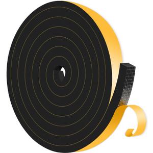 Weather Stripping Door Seal,Weather Stripping,Soundproof,Cold Insulation,High Density CR Foam Insulation Tape for Door, Front Door Frame, Windows,Sliding Door (Black, 1/2 in x 1/2 in x 13Ft)