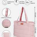 FHELAD Lightweight Puffer Tote Bag for Women, Quilted Shoulder Bag with Laptop Compartment, Travel, Work, School, Teacher | 15.6" Laptop Sleeve, Foldable Design, Cup Holder Pocket, Daily Carry On Bags
