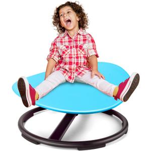 Sensory Spinning Chair for Autistic Kids, Sensory Room Must Haves Sensory Swivel Chair, Sit and Spin Autism Toys for Kids, Training Body Coordination, Metal Base, Non-Slip Design, Blue (round)