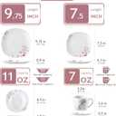 VEWEET Annie Porcelain Dinnerware for 6, 30-Piece Pink Floral Dish Set With Plates and Bowls Including Dinner, Dessert, Soup, Cups & Saucers